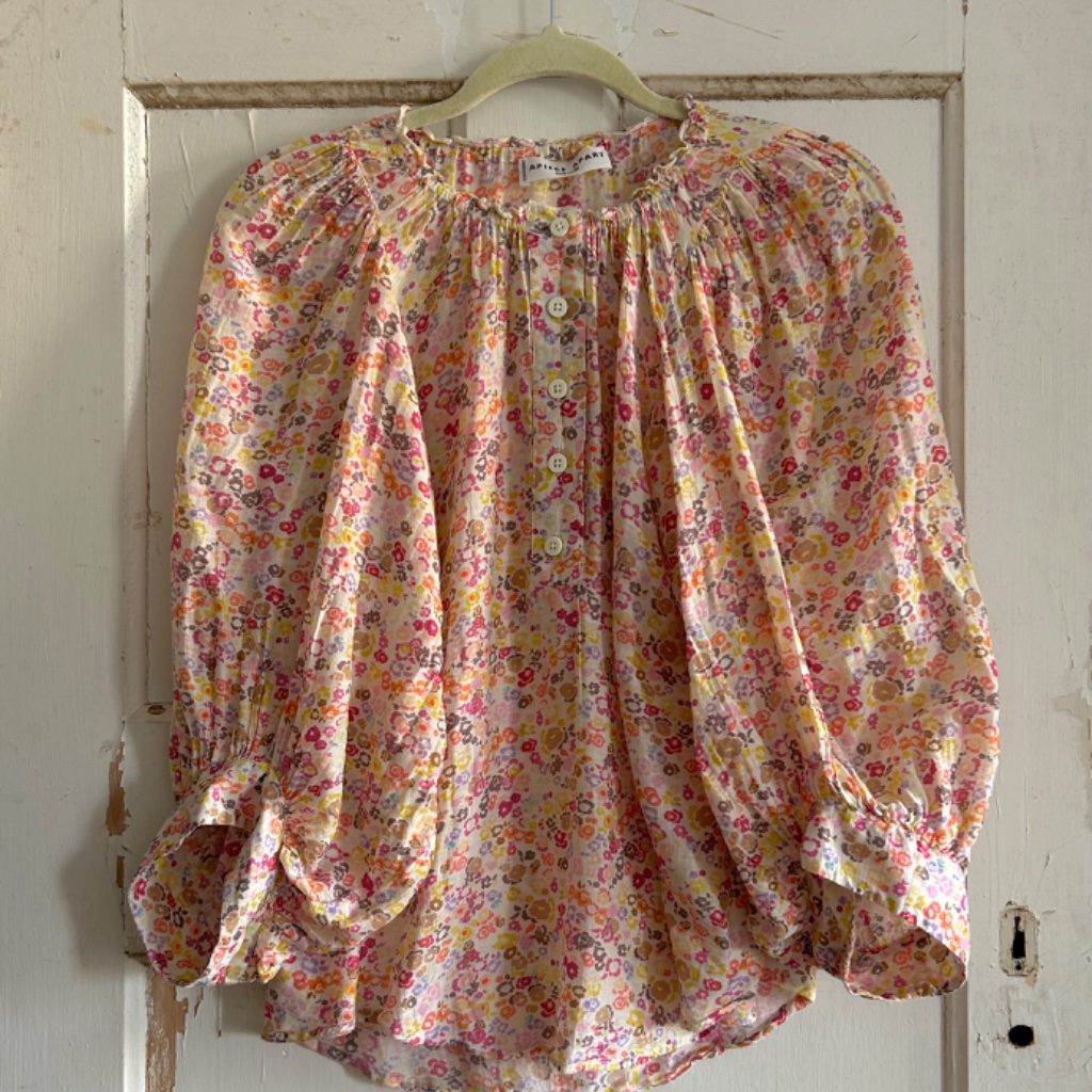 Apiece Apart Three-Quarter Puff Sleeve Floral Printed Blouse